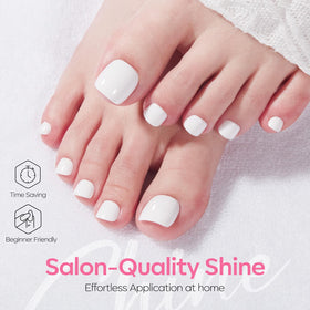 modelones Press on Toenails Short White Square close-up of nails