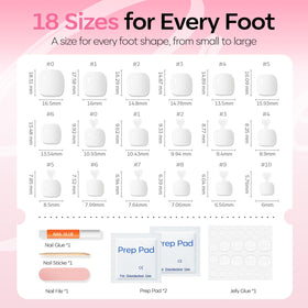 modelones Press on Toenails Short White Square medical-grade adhesive