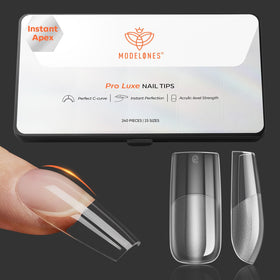modelones Pro Luxe Instant Nail Apex Tips medium square extension gel tips front view