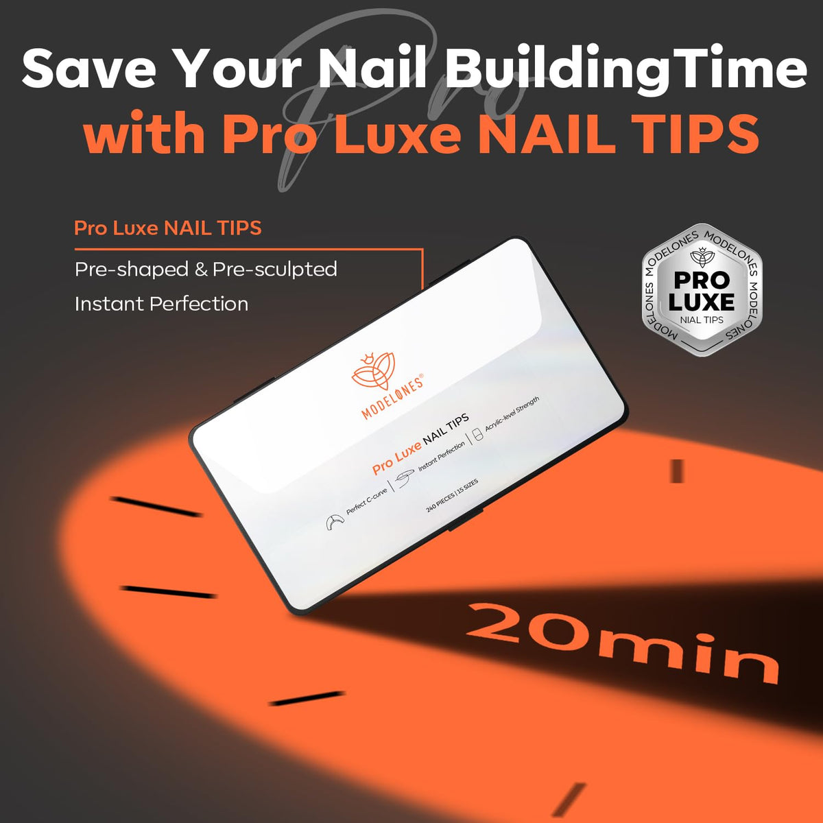 modelones Pro Luxe nail tips close-up showing various sizes