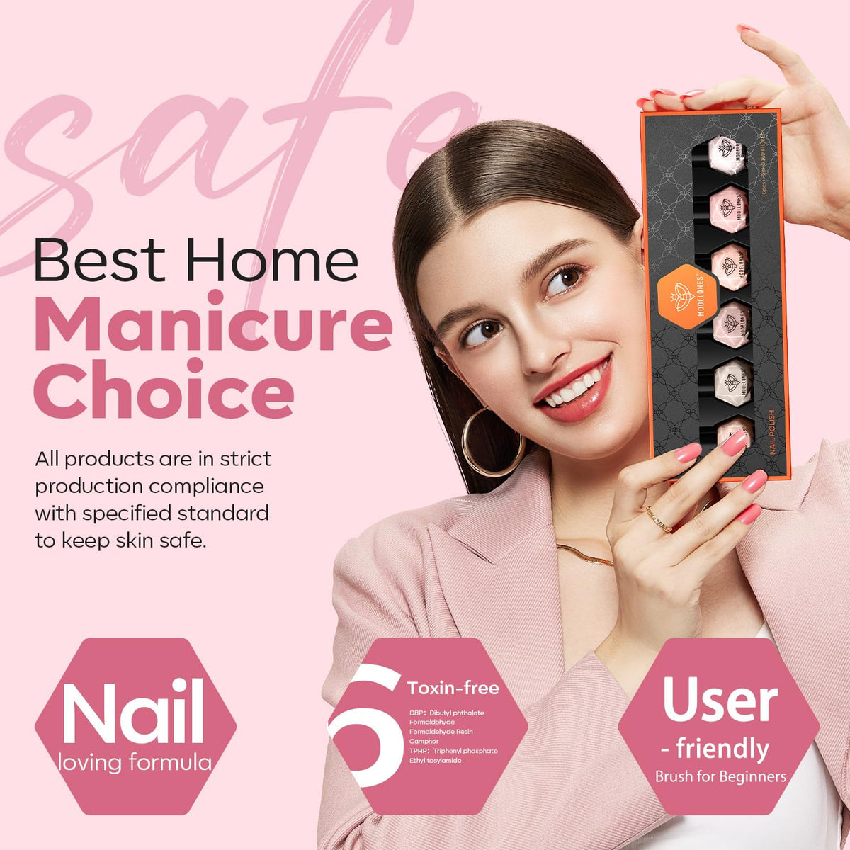 modelones Quick Dry Nail Polish Set displayed with nail art tools