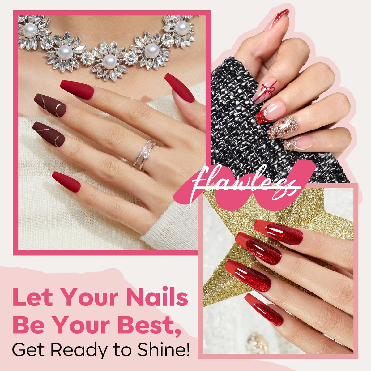 modelones Quick Dry Nail Polish Set displaying red and nude shades