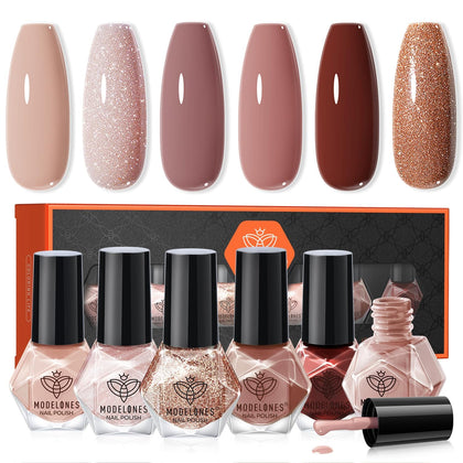 modelones Quick Dry Nail Polish Set front view with six bottles
