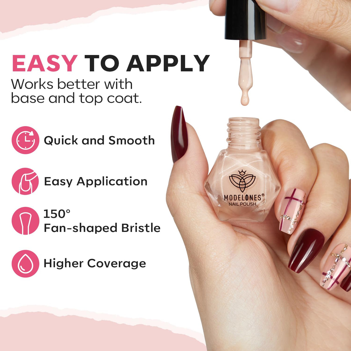 modelones Quick Dry Nail Polish Set showing nail art application
