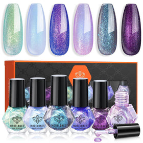 modelones Quick Dry Nail Polish Set with 6 holographic shades front view