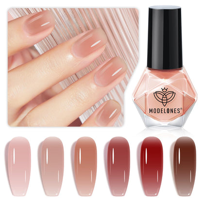 modelones Quick Dry Nail Polish Set with 6 jelly colours front view
