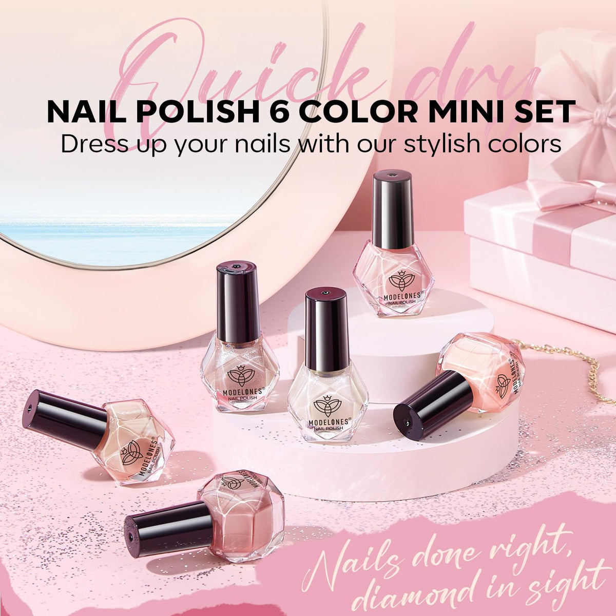 modelones Quick Dry Nail Polish Set with a hand applying polish