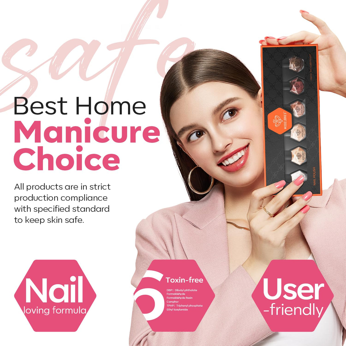 modelones Quick Dry Nail Polish Set with finished nails