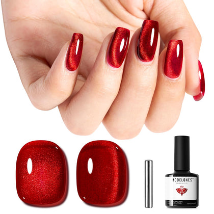 modelones Red Cat Eye Gel Nail Polish 15ML front view