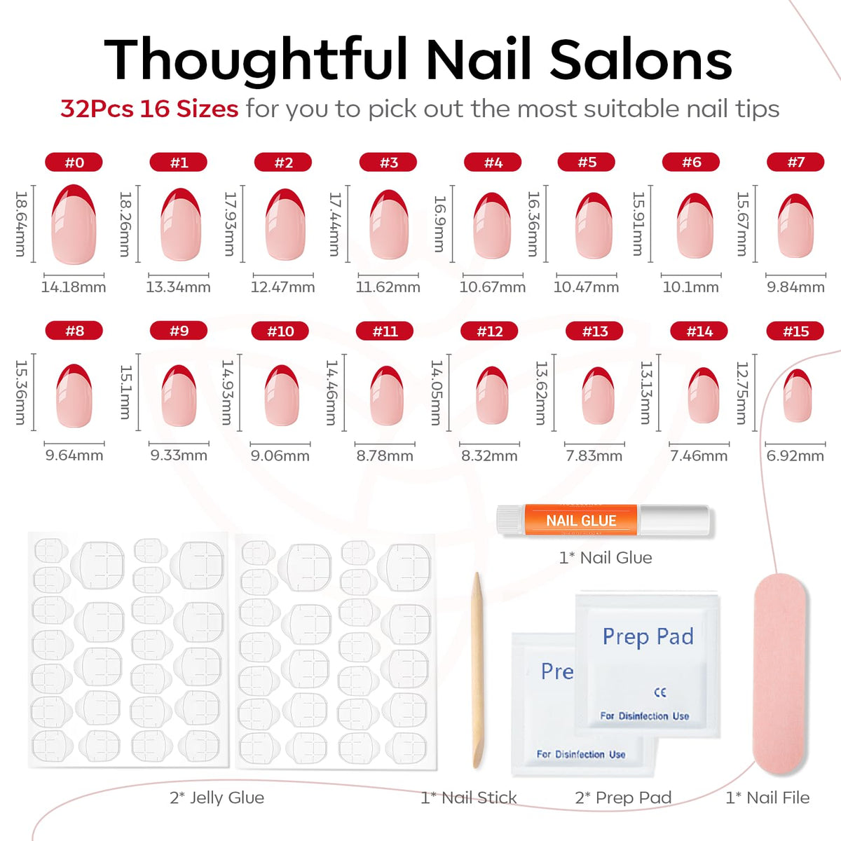 modelones Red French Tip Press on Nails Short application process