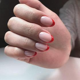 modelones Red French Tip Press on Nails Short set with accessories
