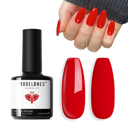 modelones Red Gel Nail Polish 15ml front view