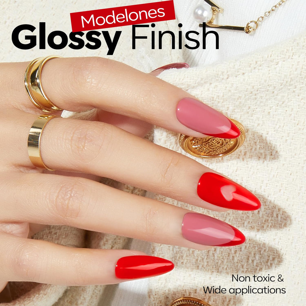 modelones Red Gel Nail Polish 15ml packaging design