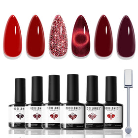 modelones Red Gel Nail Polish Set with 6 colours front view