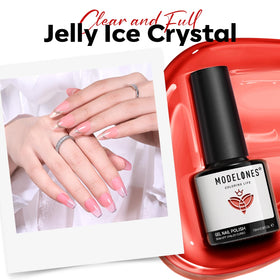 modelones Red Jelly Gel Nail Polish on display with other nail products
