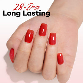 modelones Red Jelly Gel Nail Polish swatch on nails