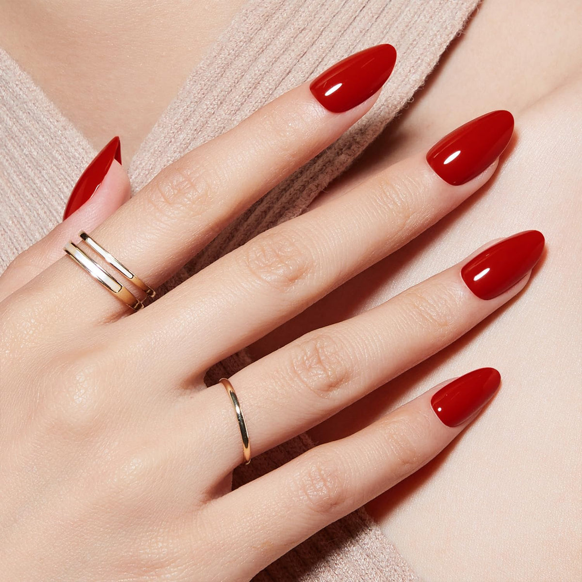 modelones Red Press On Nails showing various sizes