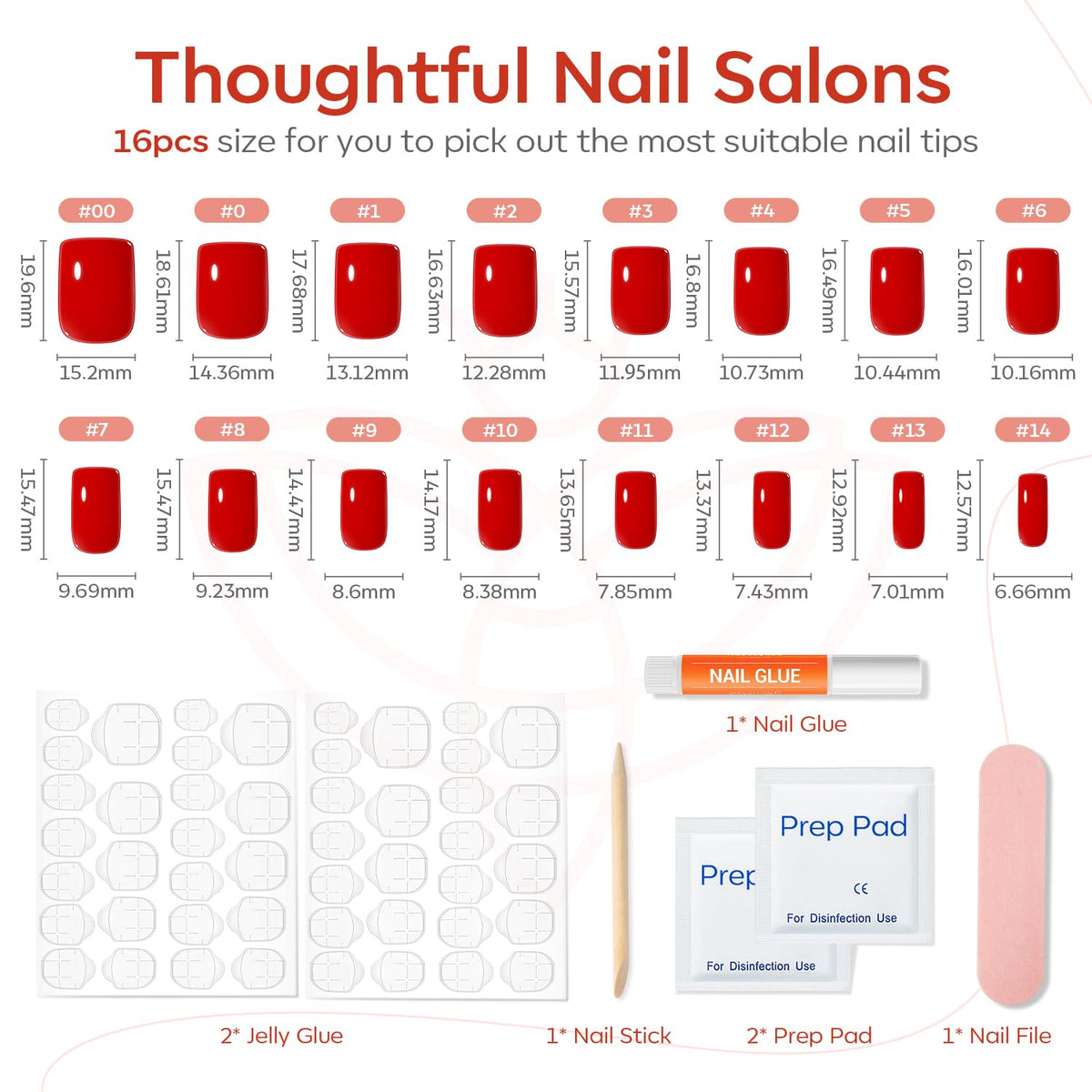 Modelones Red Press On Nails with included accessories and glue