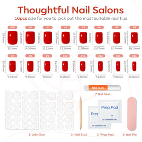Modelones Red Press On Nails with included accessories and glue