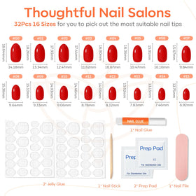 modelones Red Short Press on Nails displayed with mini nail file