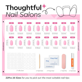 modelones Sakura Pink Short Press on Nails with prep pads