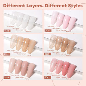 modelones semi-transparent gel nail polish close-up of colours