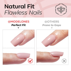 modelones Sheer Red Short Press on Nails application process with cuticle stick