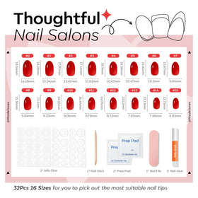 modelones Sheer Red Short Press on Nails on model's hands