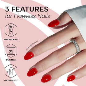 modelones Sheer Red Short Press on Nails with adhesive tabs and nail glue