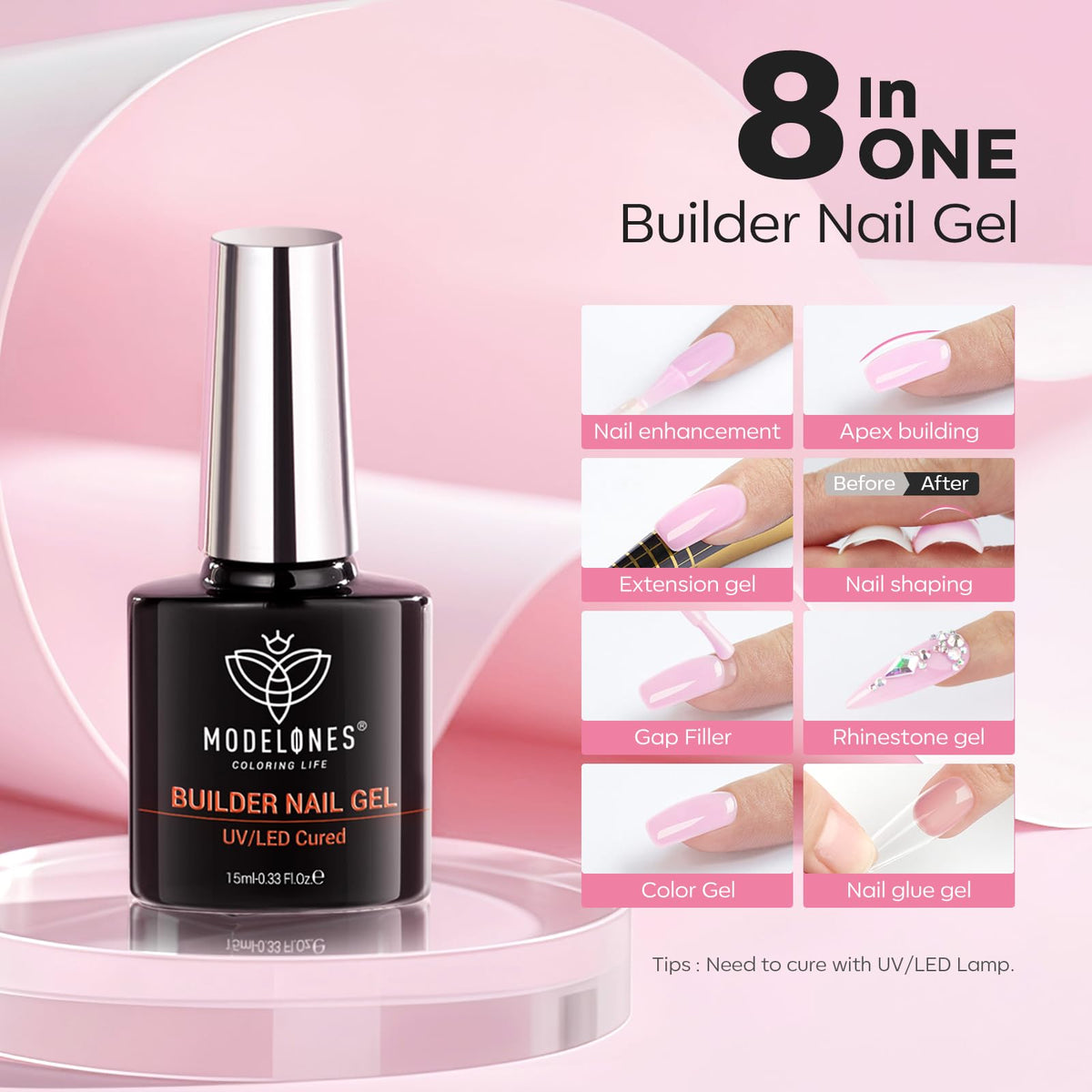 modelones shiny top coat 15 ml bottle
