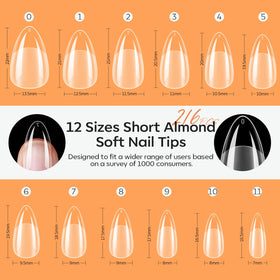 Modelones Short Almond Nail Tips 216pcs set overview