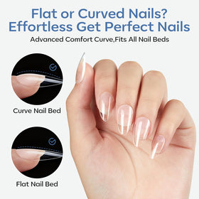 modelones Short Almond Nail Tips 360pcs clear nail tips close-up