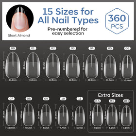 modelones Short Almond Nail Tips 360pcs different sizes overview