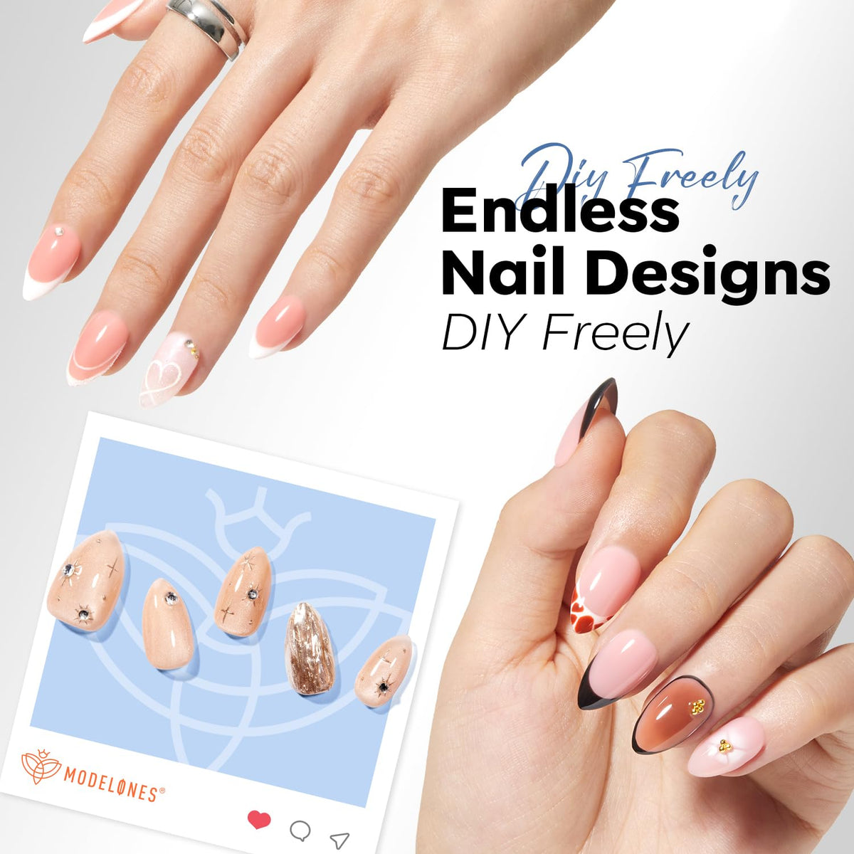 modelones Short Almond Nail Tips 360pcs in a nail salon setting