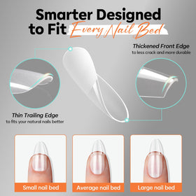 Modelones Short Almond Nail Tips displayed with nail polish
