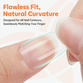 Modelones Short Almond Nail Tips in a DIY manicure setup