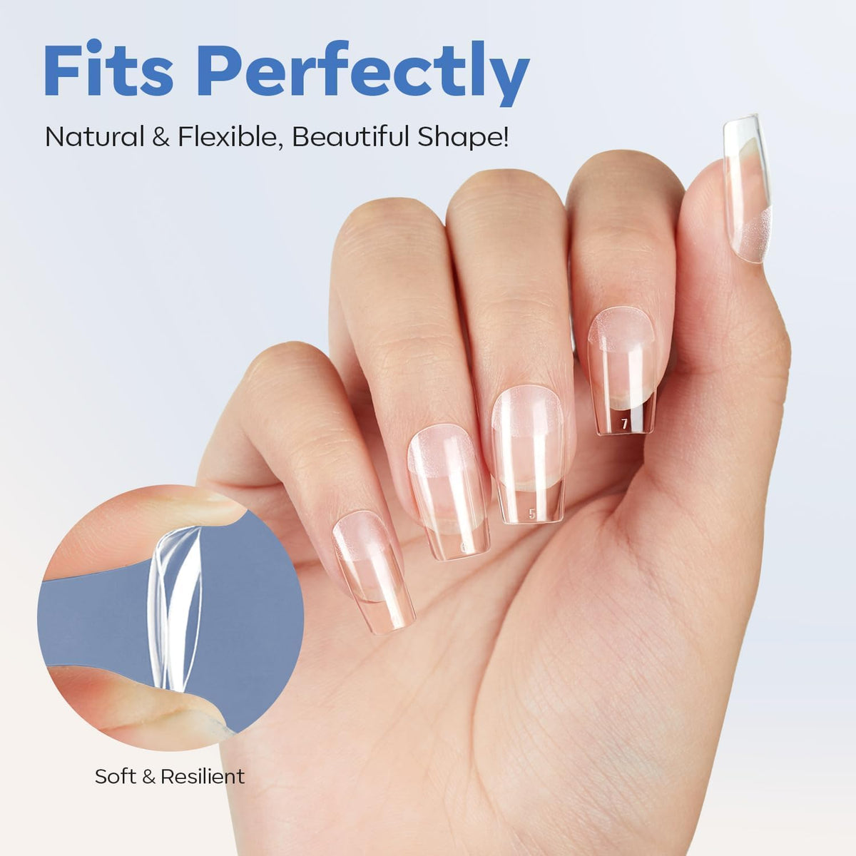 Modelones Short Clear Soft Gel Nail Tips in various sizes