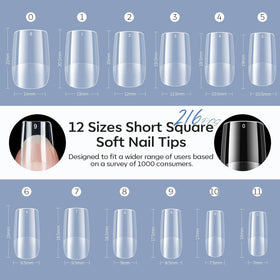 Modelones Short Clear Soft Gel Nail Tips with nail art tools