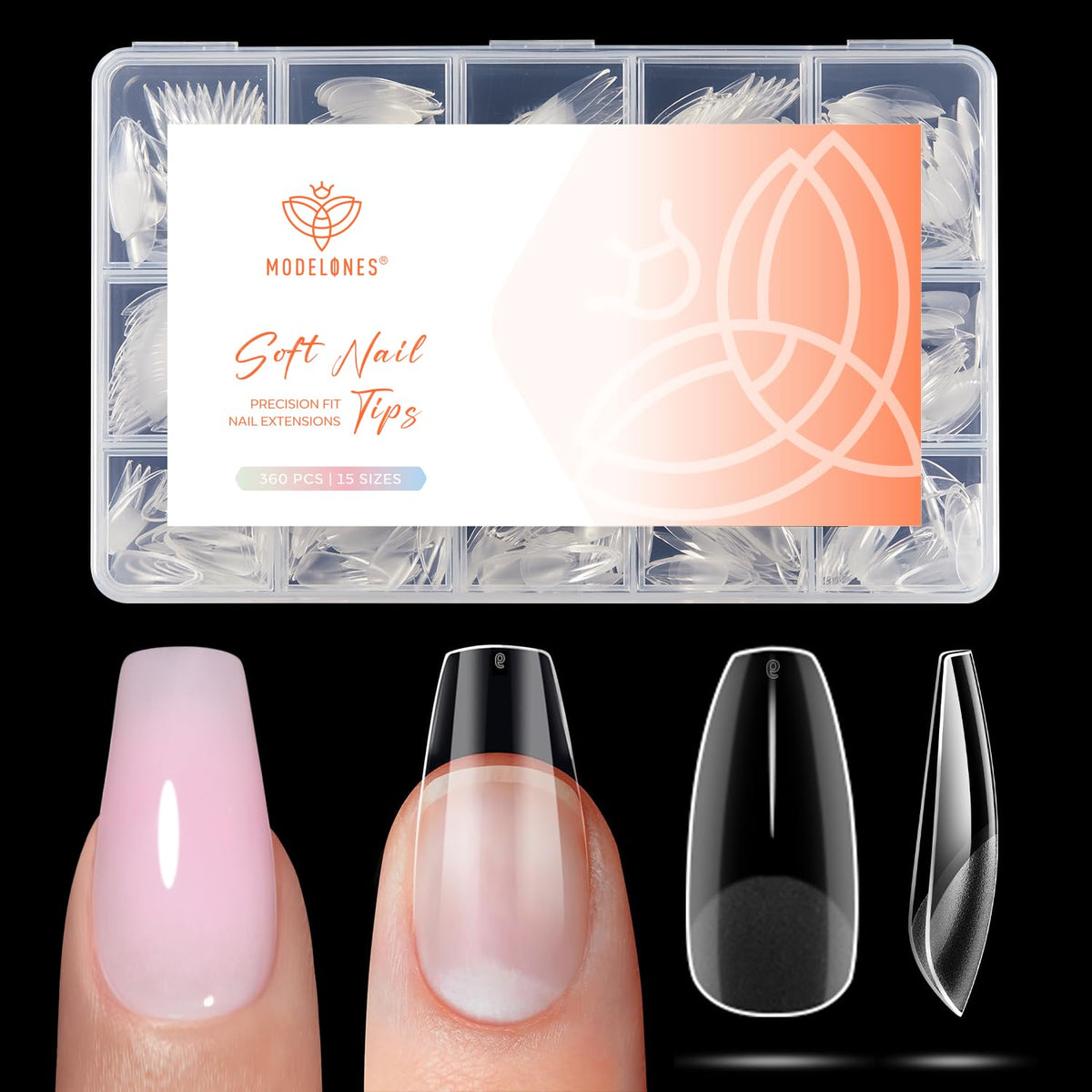 modelones Short Coffin Nail Tips 360pcs front view