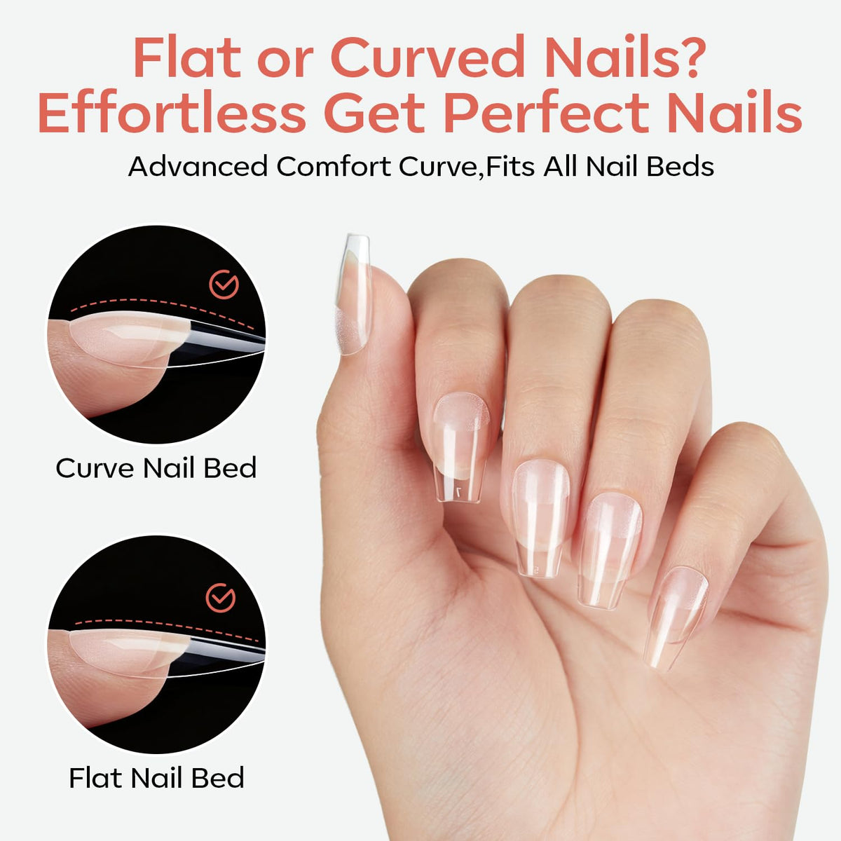 modelones Short Coffin Nail Tips in use with gel polish