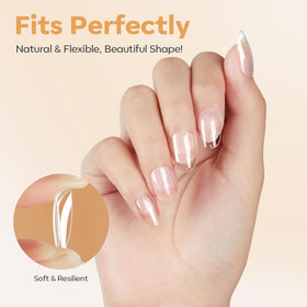 modelones Short Oval Nail Tips close-up of half matte texture