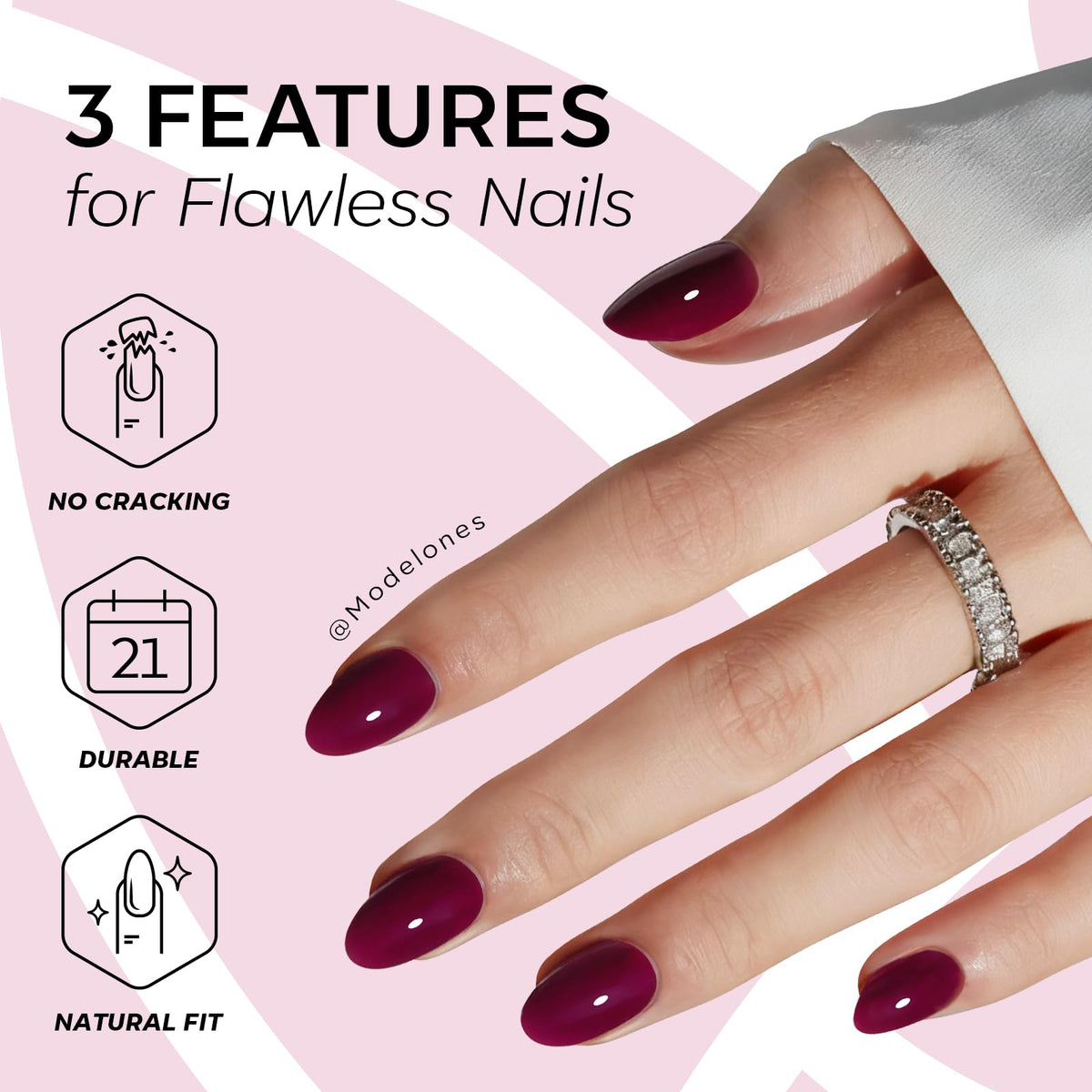 modelones Short Press on Nails Kit mini nail file and cuticle stick