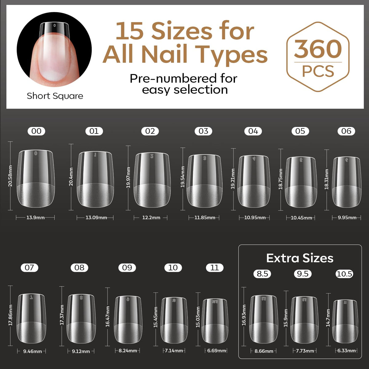 Modelones Short Square Nail Tips used with gel nail polish