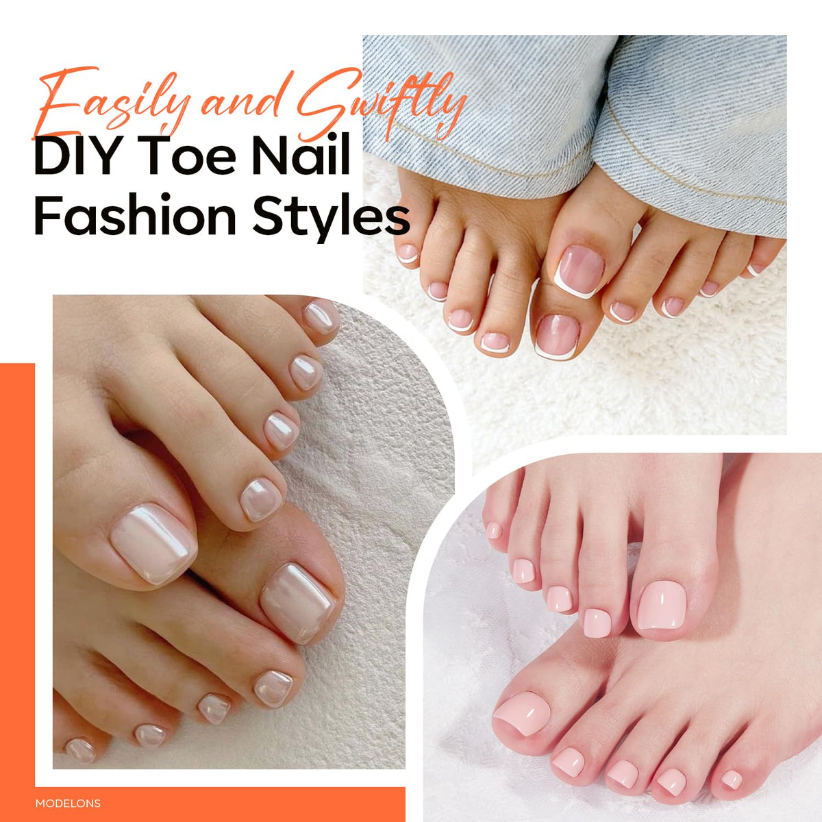 modelones Short Square Toe Nail Tips assorted sizes display