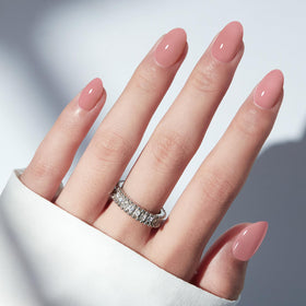 modelones Soft Pink Short Press on Nails Kit front view with nails and accessories