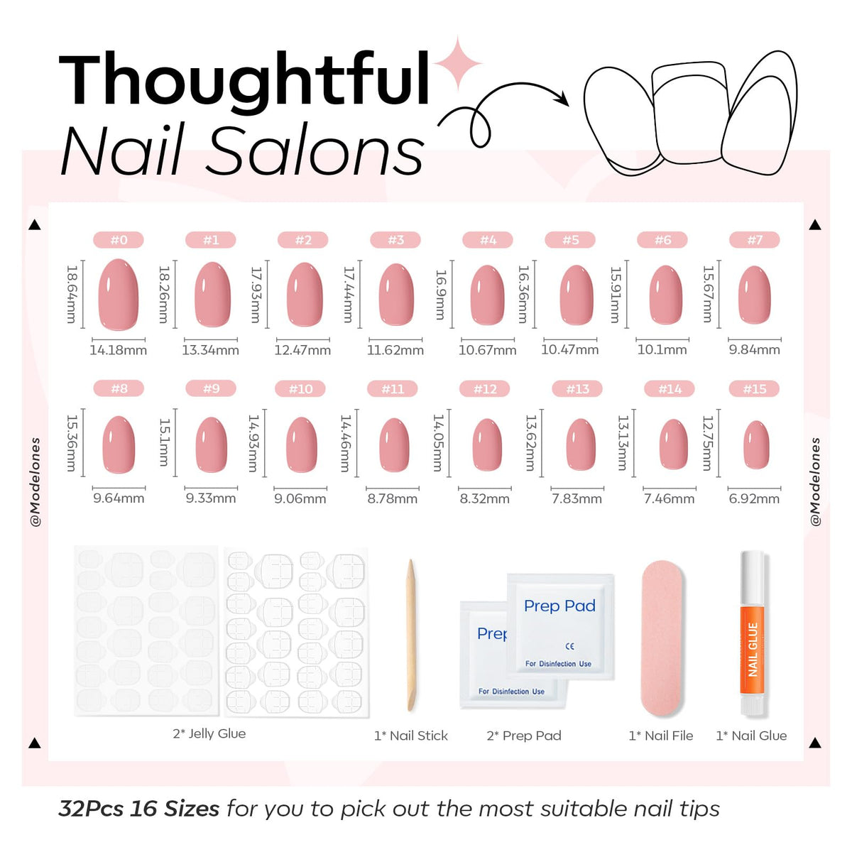 modelones Soft Pink Short Press on Nails Kit lifestyle scene with applied nails