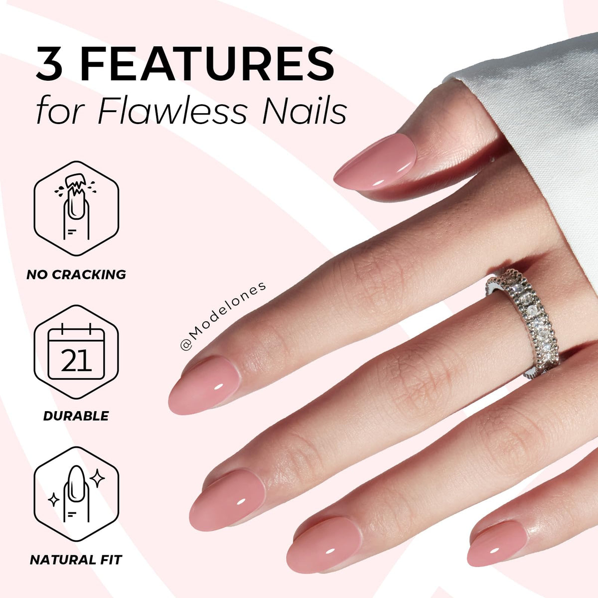 modelones Soft Pink Short Press on Nails Kit with 32 reusable false nails in various sizes