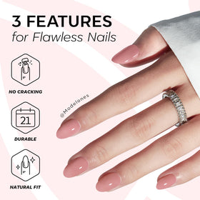 modelones Soft Pink Short Press on Nails Kit with 32 reusable false nails in various sizes