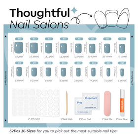 modelones Steel Blue Press On Nails in a stylish setting