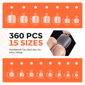 modelones Toe Nail Tips 360pcs in use on feet